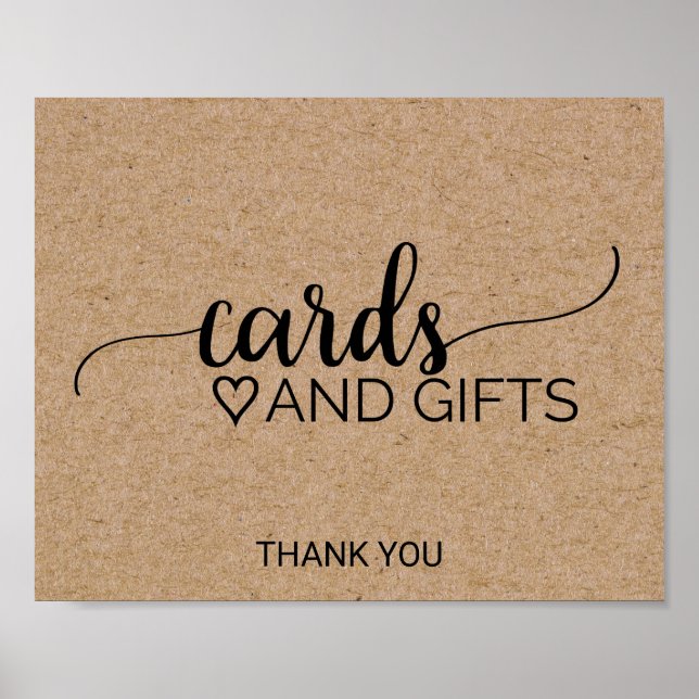Poster Cartes et Cadeaux de Calligraphie Simple Faux Kraf (Devant)