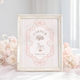 Poster Cartes et Cadeaux de Fête de Naissance Rose Cheval