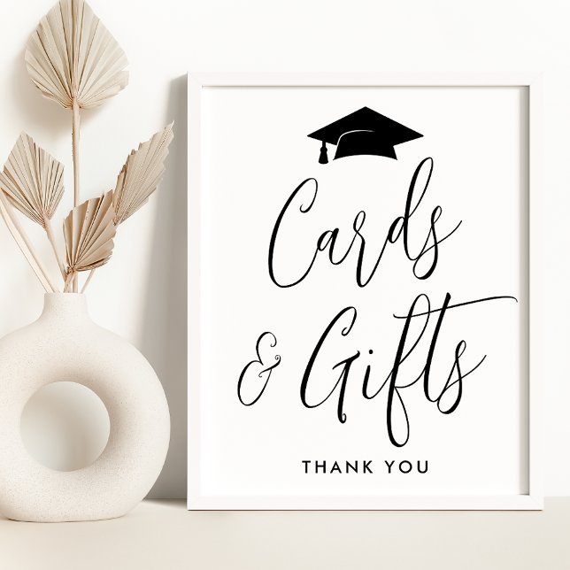 Poster Cartes et cadeaux de graduation en noir élégant (Créateur téléchargé)