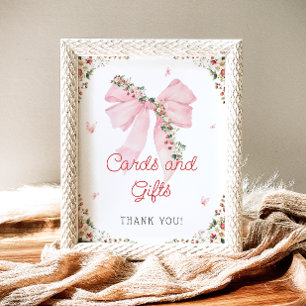 Poster Cartes et cadeaux de la cave rose douce aux fraise