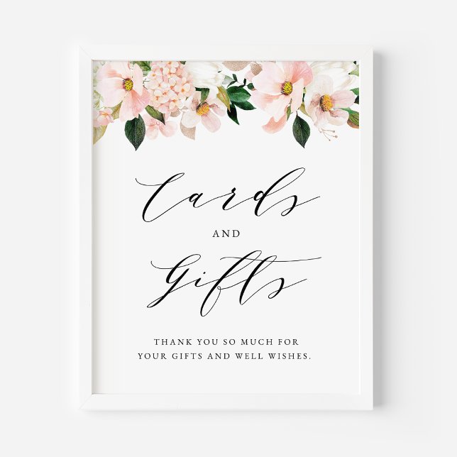 Poster Cartes et cadeaux de Magnolia et d'Hydrangée Roses (Créateur téléchargé)