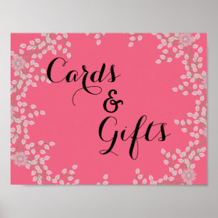 Poster Cartes et cadeaux de mariage chic fleurs roses et