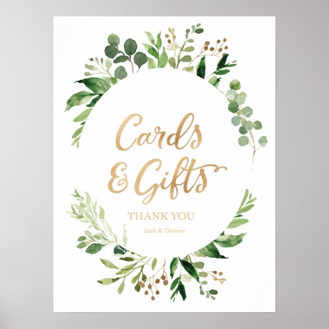 Poster Cartes et cadeaux de mariage dans la verdure ensei (Devant)