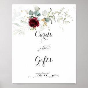 Poster Cartes et cadeaux de mariage floraux de verdure de