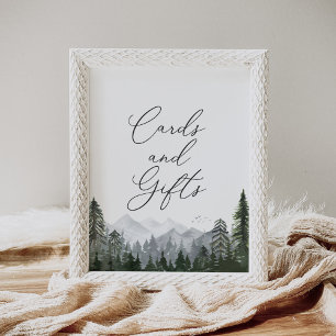 Poster Cartes et cadeaux de mariage pour le pin rustique