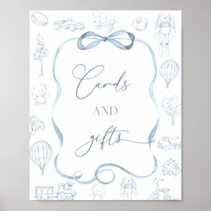 Poster Cartes et Cadeaux de Nursery Toile de Jouy Bleu