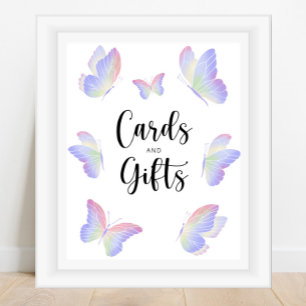 Poster Cartes et cadeaux de papillon baby shower