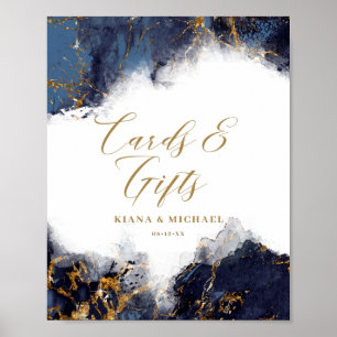 Poster Cartes et cadeaux de Parties scintillant en marbre