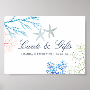 Poster Cartes et cadeaux de plage d'algues à l'aquarelle