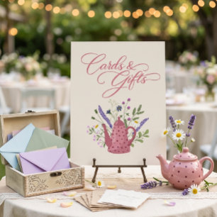 Poster Cartes et Cadeaux de Théière Rose Fantaisiste Fleu