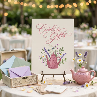 Poster Cartes et Cadeaux de Théière Rose Fantaisiste Fleu