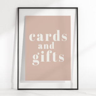 Poster Cartes et cadeaux de typographie en grès rose pour