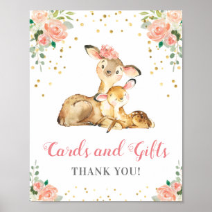 Poster Cartes et cadeaux Deer Doe Girl Baby shower du boi