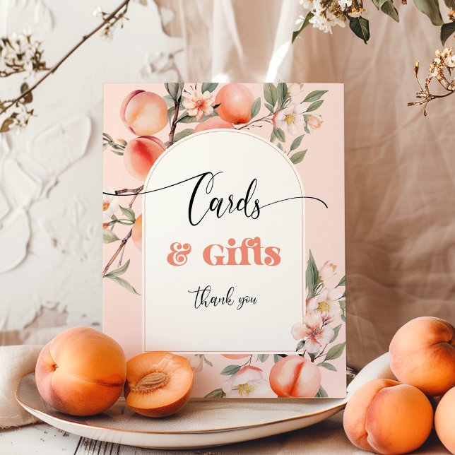 Poster Cartes et cadeaux douce pêche aquarelle anniversai (Créateur téléchargé)
