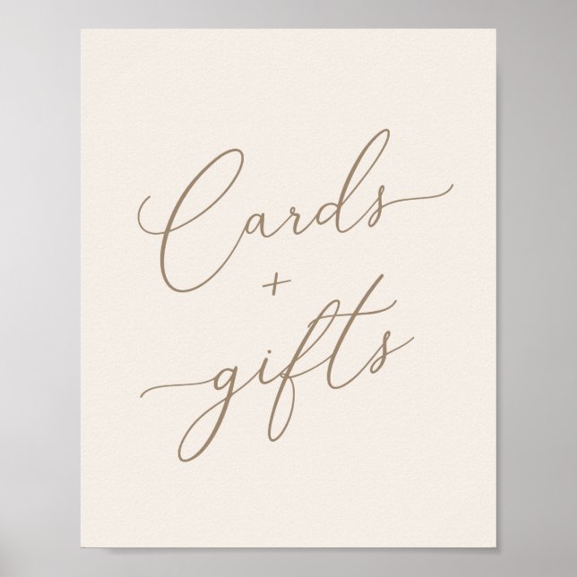 Poster Cartes et cadeaux élégants en ivoire et en or (Devant)