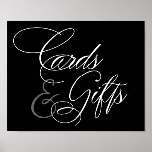 Poster Cartes et cadeaux élégants Script blanc   Panneau 