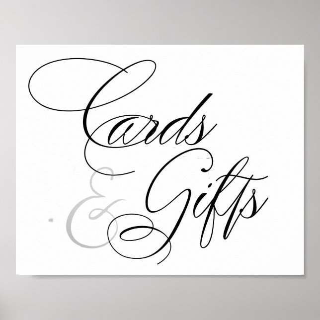 Poster Cartes et cadeaux élégants Script noir | Panneau d (Devant)