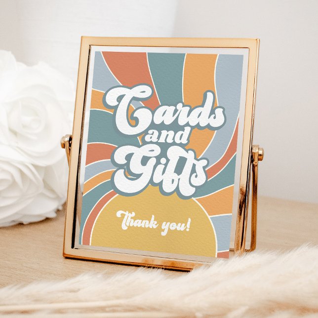 Poster Cartes et Cadeaux Fête de Bébé Groovy Rétro Soleil (Créateur téléchargé)