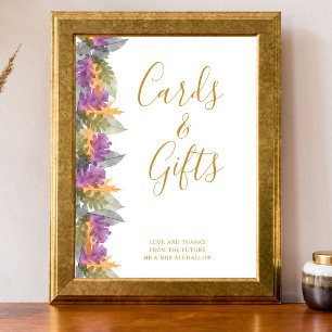 Poster Cartes et Cadeaux Fête de Mariage Feuilles d'Octob