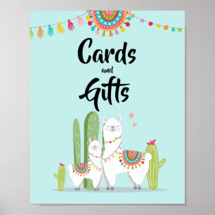 Poster Cartes et cadeaux Fiesta Llama Panneau Baby shower