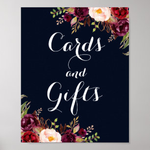 Poster Cartes et Cadeaux Fleuris Bordeaux et Marine Maria