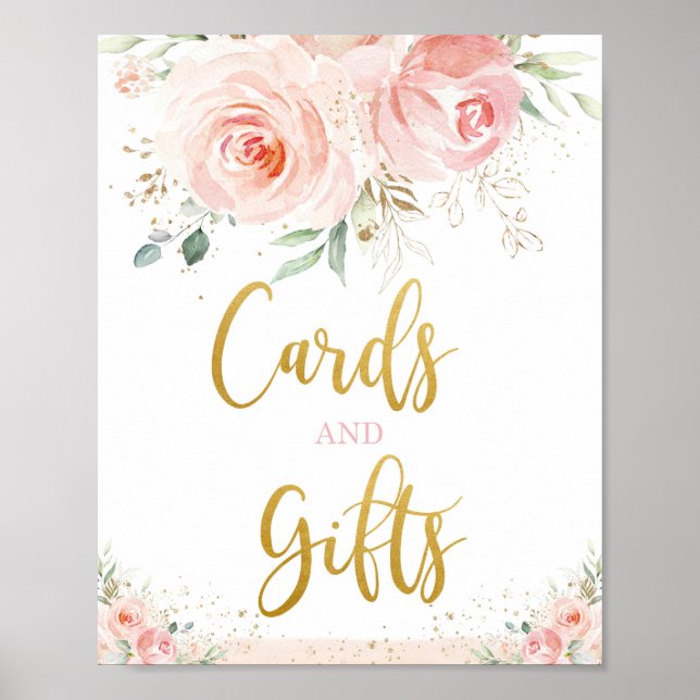 Poster Cartes et cadeaux Fleurs Rose Pâle de Style Tablet (Devant)