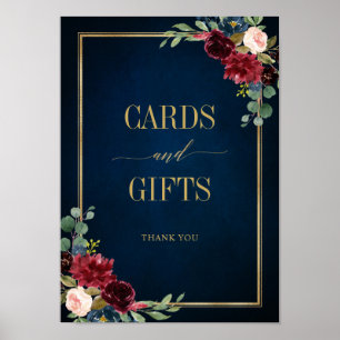 Poster Cartes et cadeaux Floral Blush de la marine bourgu