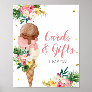 Poster Cartes et cadeaux floraux à la crème glacée tropic