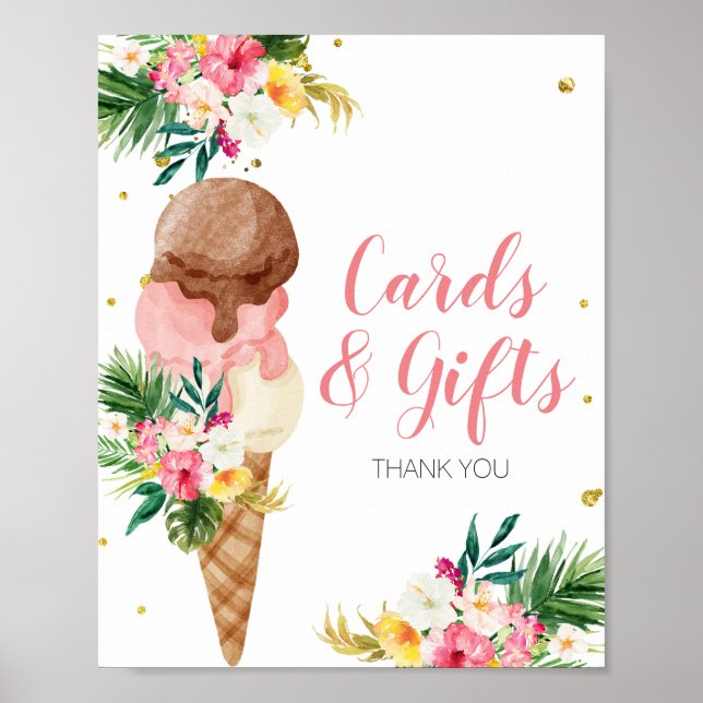 Poster Cartes et cadeaux floraux à la crème glacée tropic (Devant)
