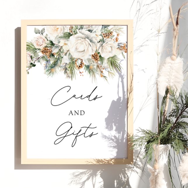 Poster Cartes et cadeaux floraux d'hiver élégant (Créateur téléchargé)
