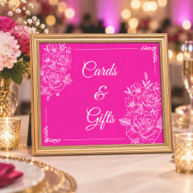 Cartes et Cadeaux Floraux Élégants Fuchsia Rose et