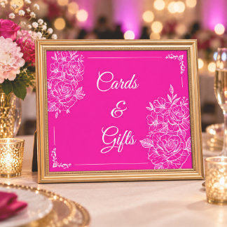 Poster Cartes et Cadeaux Floraux Élégants Fuchsia Rose et