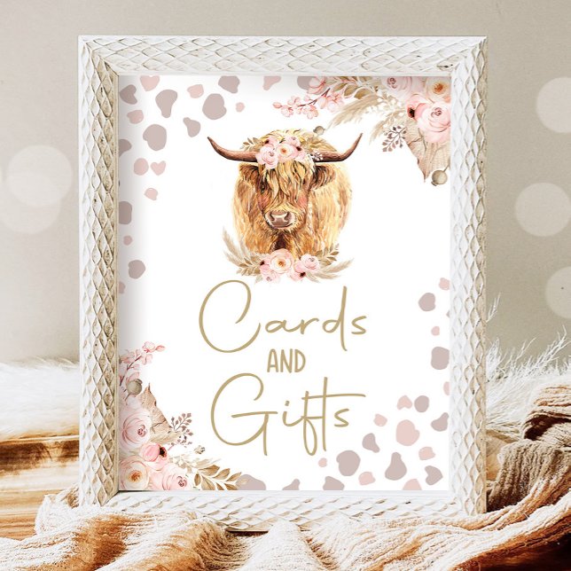 Poster Cartes et cadeaux Highlander Cow Boho Farm Anniver (Créateur téléchargé)