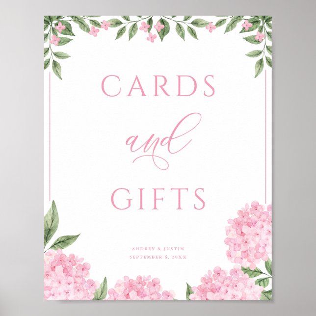 Poster Cartes et cadeaux Hydrangea rose Mariage (Devant)