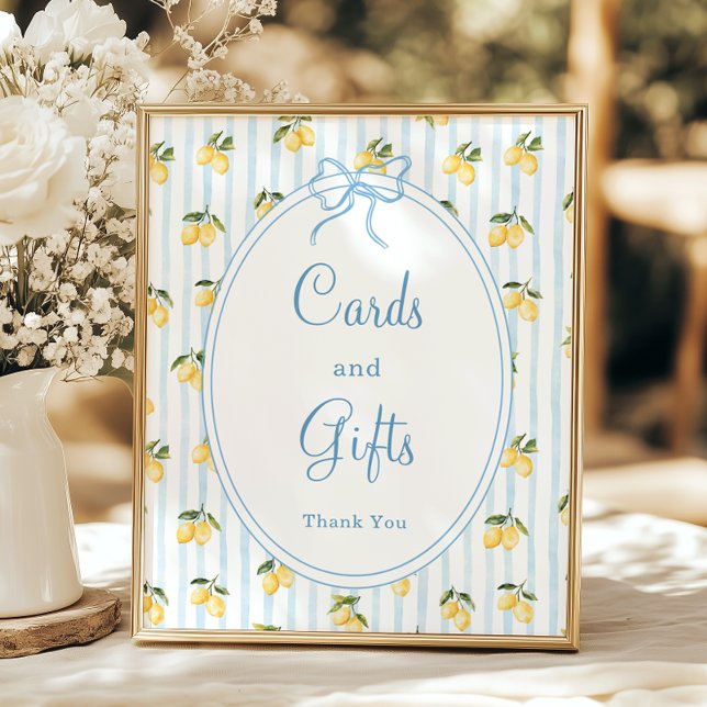 Poster Cartes et cadeaux italiens Citron Blue Bow (Créateur téléchargé)