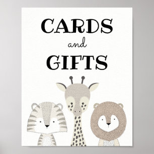 Poster Cartes et cadeaux Jungle Baby shower Safari Annive