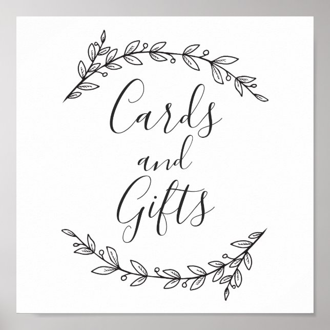 Poster Cartes et cadeaux. Mariage noir et blanc (Devant)