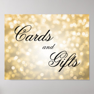 Poster Cartes Et Cadeaux Mariage Signal Gold Bokeh Lumièr