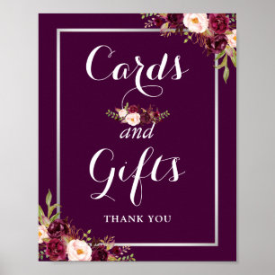 Poster Cartes et cadeaux Mariage Signal Plum Purple Flora