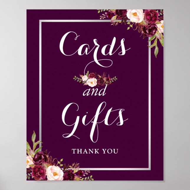 Poster Cartes et cadeaux Mariage Signal Plum Purple Flora (Devant)