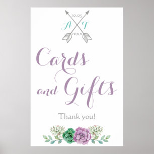 Poster Cartes et cadeaux mariage signalétique fleur botha
