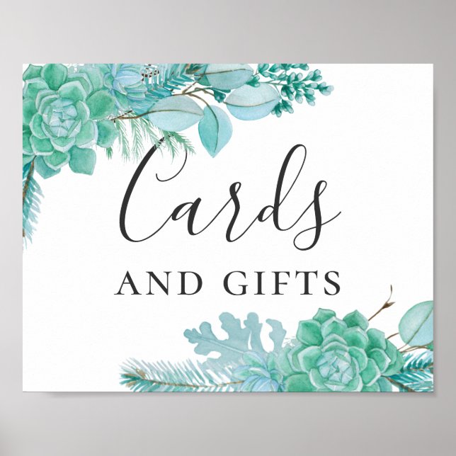 Poster Cartes et cadeaux. Mariage succulent à la menthe d (Devant)