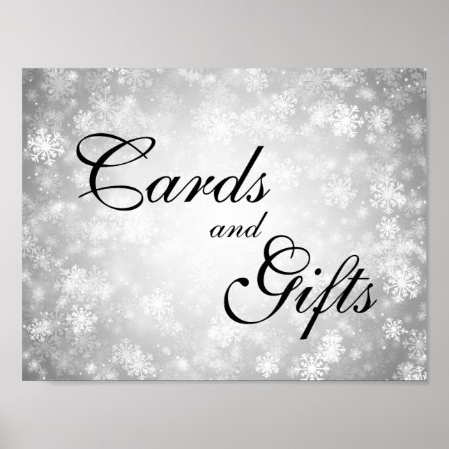 Poster Cartes et cadeaux Mariage Winter Wonderland Argent (Devant)