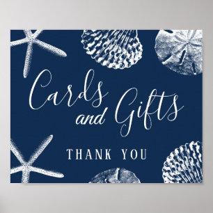 Poster Cartes et cadeaux Marine Blue Seashells Plage Mari