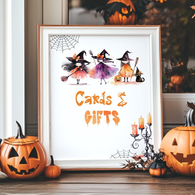 Poster Cartes et cadeaux Mignonnes sorcières d'Halloween  (Créateur téléchargé)