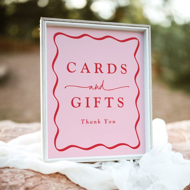 Poster Cartes et cadeaux modernes à cadre rose et rouge (Créateur téléchargé)