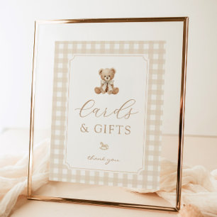 Poster Cartes et cadeaux neutres Ourson pour baby shower