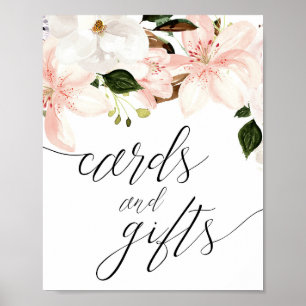 Poster Cartes et cadeaux Panneau baby shower rose vif flo