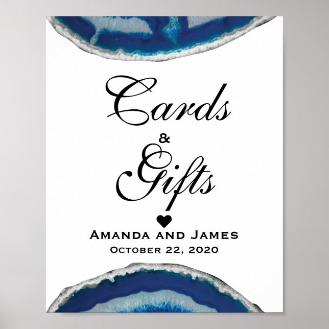 Poster Cartes et cadeaux Panneau Mariage bleu marine | Po (Devant)