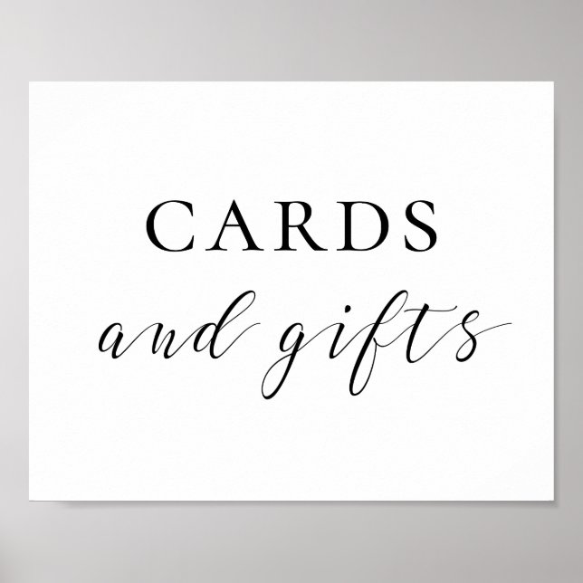 Poster Cartes et cadeaux. Panneau mariage noir et blanc (Devant)